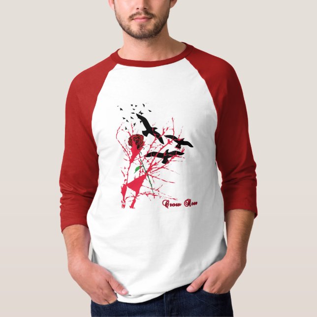 Crow Rose Half Sleeve T-Shirt (Front)