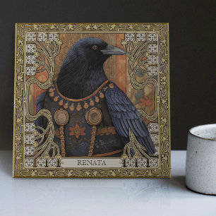 Crow Spirit Animal Personalised Name Field Tile