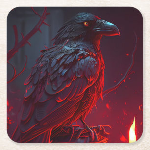 Crow Square Paper Coaster