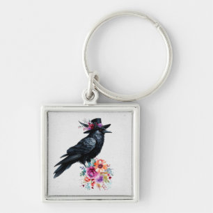 Crow, Tophat, Bouquet Keychain