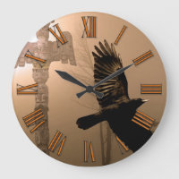 Crow & Totem Pole Native American Art Clock