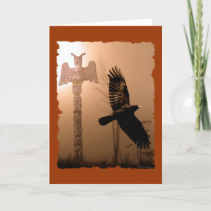 CROW & TOTEM POLE Native American-themed Card