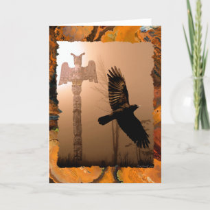 CROW & TOTEM POLE Native American-themed Card