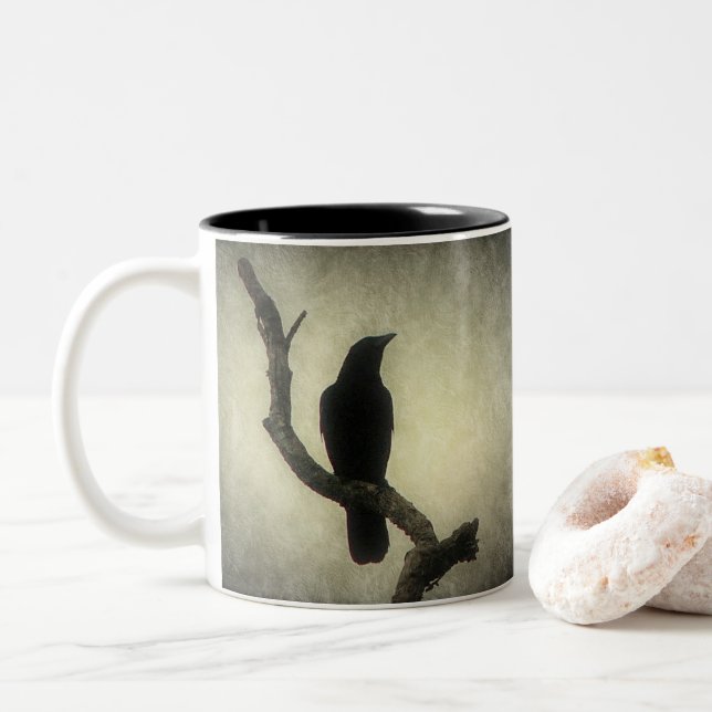 Crow Two-Tone Coffee Mug (With Donut)