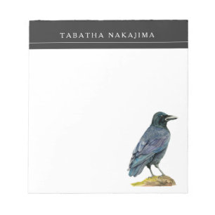 Crow Watercolor Art Add Name Notepad