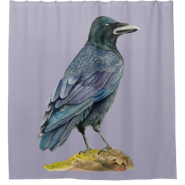 Crow Watercolor Painting Shower Curtain (Front)