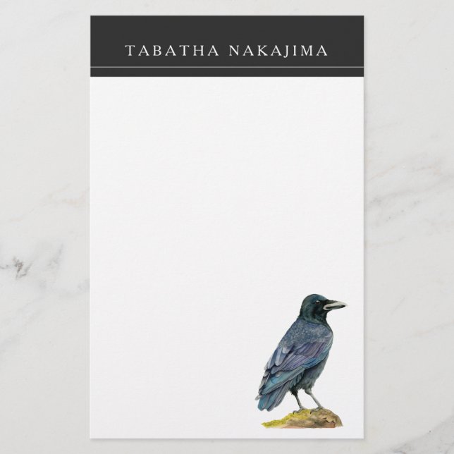 Crow Watercolor Painting Stationery (Front)