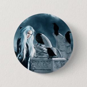 Crow Witch Button