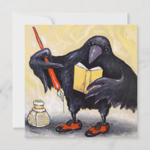 Crow with Pen note card