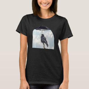 Crow With Umbrella Crow Raven Blackbird Bird Ornit T-Shirt