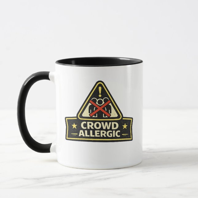Crowd Allergic Funny Warning Sign  Mug (Left)
