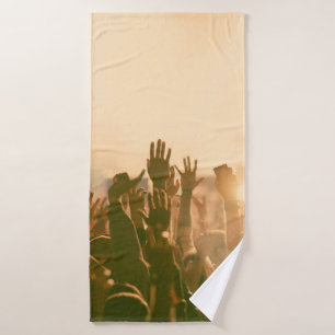 Crowd at concert - retro style photoconcert,crowd, bath towel