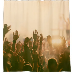 Crowd at concert - retro style photoconcert,crowd, shower curtain