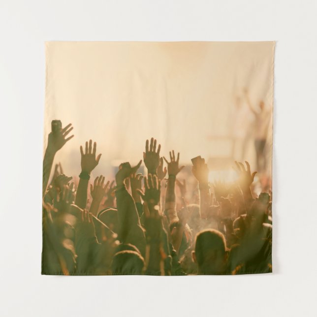 Crowd at concert - retro style photoconcert,crowd, tapestry (Front)