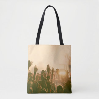 Crowd at concert - retro style photoconcert,crowd, tote bag