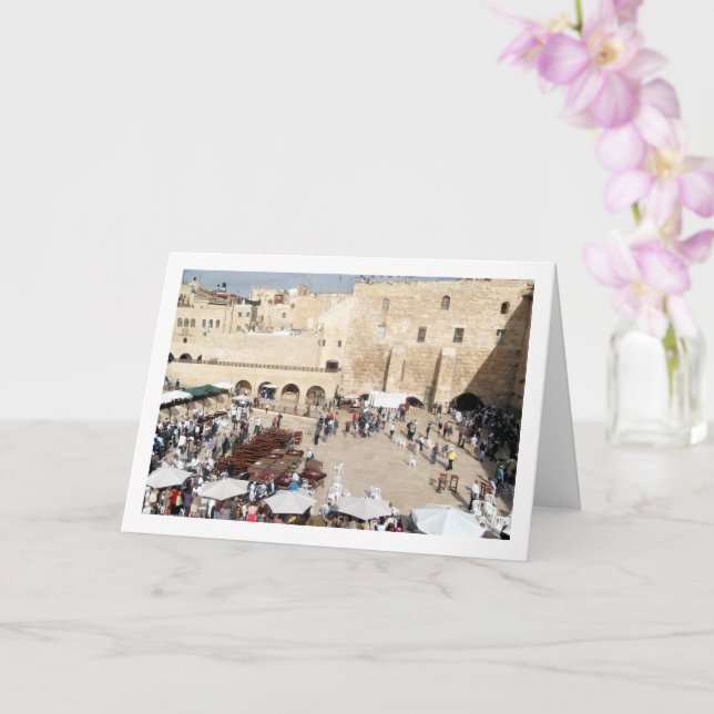 Crowd at Temple Mount, Jerusalem, Israel Card (Orchid)