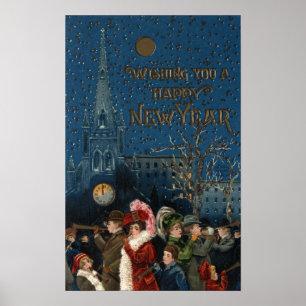 Crowd Blowing Horns Poster