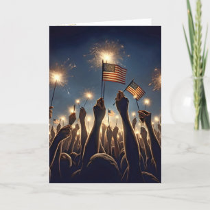Crowd Celebrating 4th of July  Card