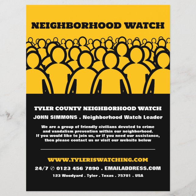 Crowd Design, Neighborhood Community Watch Advert Flyer (Front)