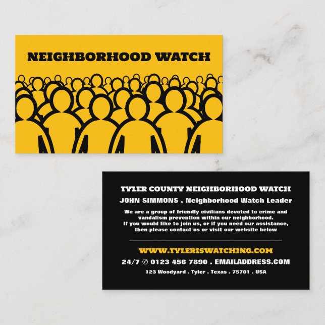 Crowd Design, Neighborhood Community Watch  Business Card (Front/Back)