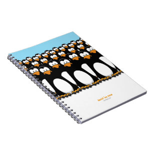 Crowd of Cartoon Penguins Notebook