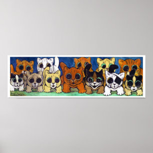 Crowd of Cats, Louis Wain Poster