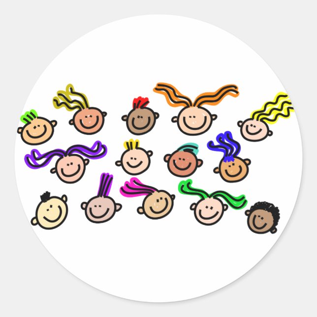 Crowd Of Kids Classic Round Sticker (Front)