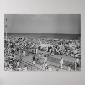 Crowd on Beach Poster
