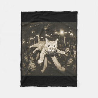 Crowd Surfing Cat Meme Disco Party Cat Gang Night  Fleece Blanket
