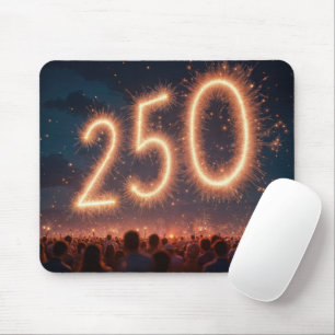 Crowd Watching 250th Birthday Fireworks Mouse Mat