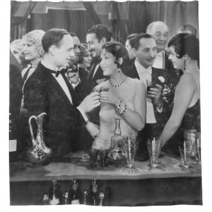 Crowded Bar Couple Scene Shower Curtain