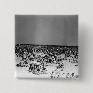 Crowded beach 15 cm square badge