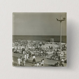 Crowded Beach 15 Cm Square Badge
