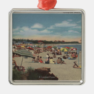 Crowded Beach Scene Metal Tree Decoration