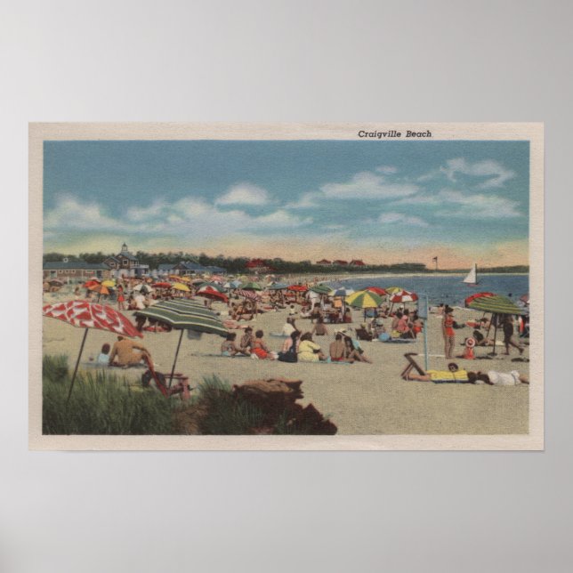 Crowded Beach Scene Poster (Front)