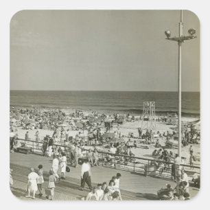 Crowded Beach Square Sticker