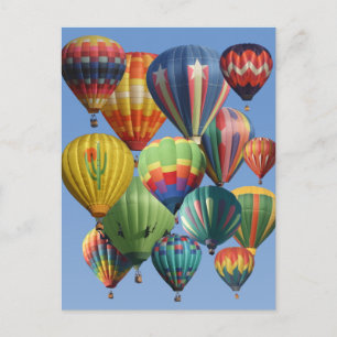Crowded Colourful Hot Air Balloons Postcard