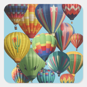 Crowded Colourful Hot Air Balloons Square Sticker