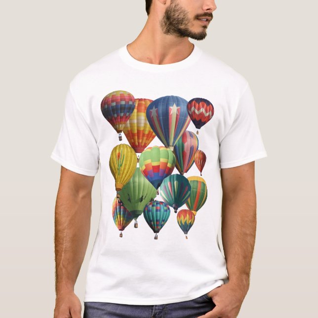 Crowded Colourful Hot Air Balloons  T-Shirt (Front)