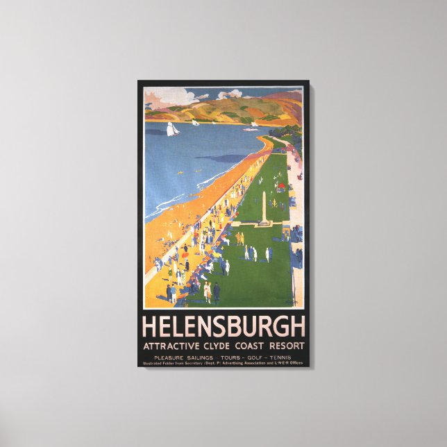 Crowds along Clyde Coast Beach Railways Poster Canvas Print (Front)