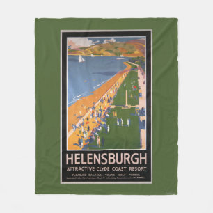 Crowds along Clyde Coast Beach Railways Poster Fleece Blanket