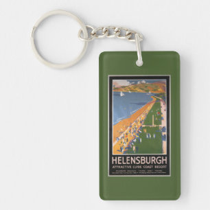 Crowds along Clyde Coast Beach Railways Poster Key Ring