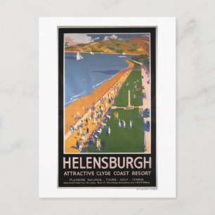 Crowds along Clyde Coast Beach Railways Poster Postcard