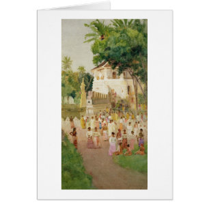 Crowds at a Monument in India, 1895 (w/c & pencil