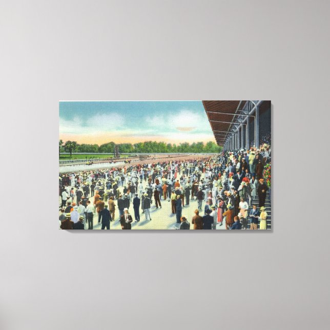 Crowds at Saratoga Race Track & Clubhouse Canvas Print (Front)