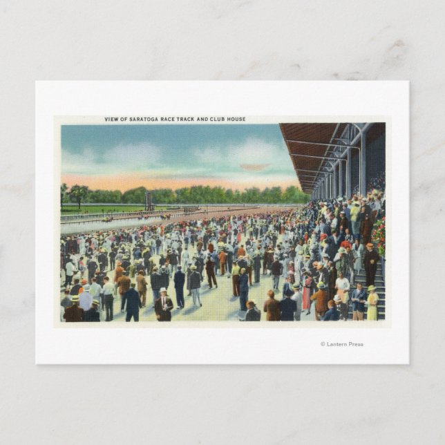 Crowds at Saratoga Race Track & Clubhouse Postcard (Front)