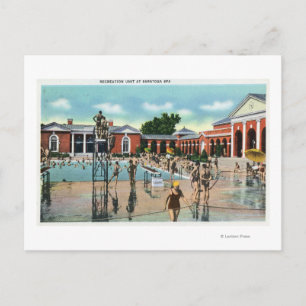 Crowds at Saratoga Spa Swimming Pool Postcard