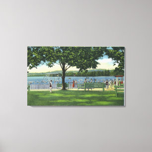 Crowds at the Beach and Park on Chautauqua Canvas Print