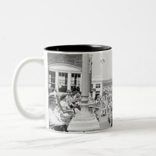 Crowds on esplanade Two-Tone coffee mug