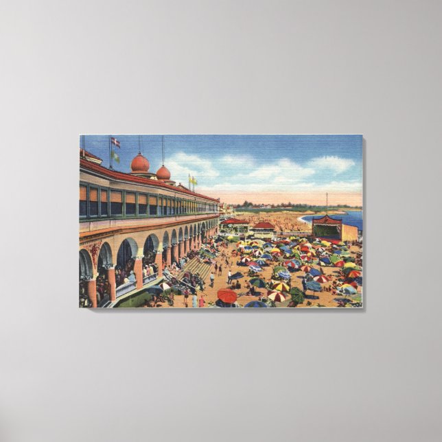 Crowds on the Beach in Front of Casino Canvas Print (Front)